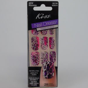 Kiss Pink Purple Animal Print Nail Strips 28pc